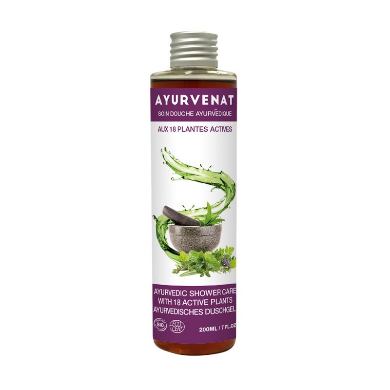 Ajurwedyjski żel pod prysznic z 18 aktywnymi roślinami, ECOCERT, 200 ml, Ayurvenat, Le Secret Naturel