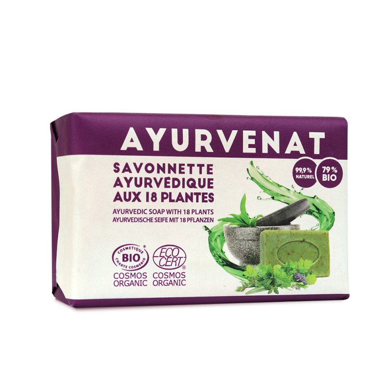 Ajurwedyjskie mydło w kostce z 18 aktywnymi roślinami, ECOCERT, 100 g, Ayurvenat, Le Secret Naturel
