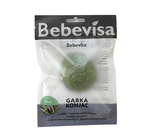 Gąbka Konjac do twarzy, Aloes, aż 6,3 - 8 cm średnicy, Bebevisa