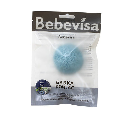 Gąbka Konjac do twarzy, Borówka, aż 6,3 - 8 cm średnicy, Bebevisa
