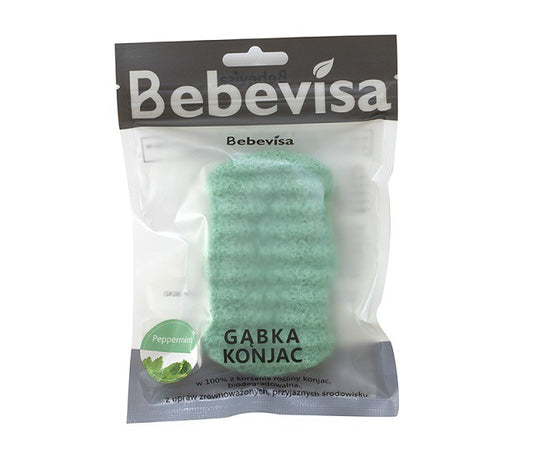 Gąbka Konjac do twarzy i ciała, Fala, Mięta Pieprzowa, aż 10 x 6 cm, Bebevisa