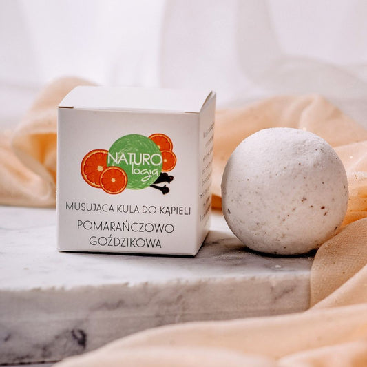 Musująca kula do kąpieli, Pomarańczowo-Goździkowa, 75g, Naturologia