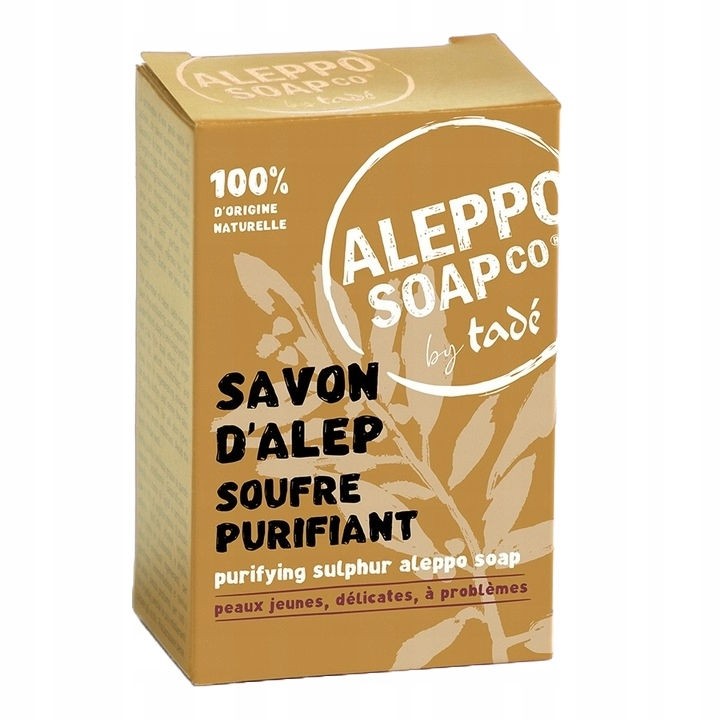 Mydło Aleppo oliwkowo-laurowe, Siarkowe, oczyszczające, surgras, 150g, Aleppo Soap Co. by Tadé
