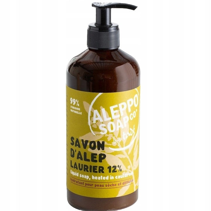 Mydło Aleppo oliwkowo-laurowe w płynie, 12% oleju laurowego, 500 ml, Aleppo Soap Co. by Tadé