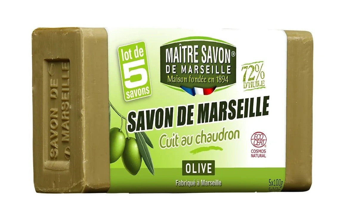 Mydło marsylskie OLIWKA, certyfikowane ECOCERT, 5x100 g, Maitre Savon de Marseille
