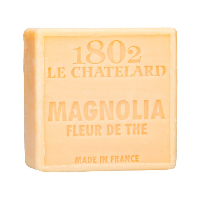 Mydło Marsylskie Prowansalskie MAGNOLIA I KWIAT HERBATY, bez oleju palmowego, 72%, 100g, Le Chatelard 1802