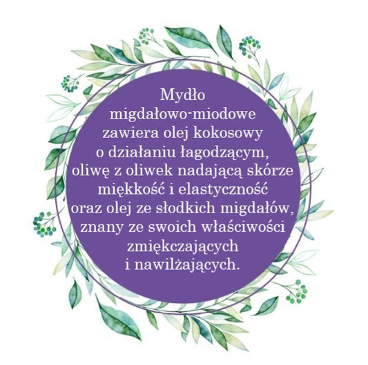 Mydło Marsylskie Prowansalskie MIGDAŁY i MIÓD, bez oleju palmowego, 72%, 100g, Le Chatelard 1802