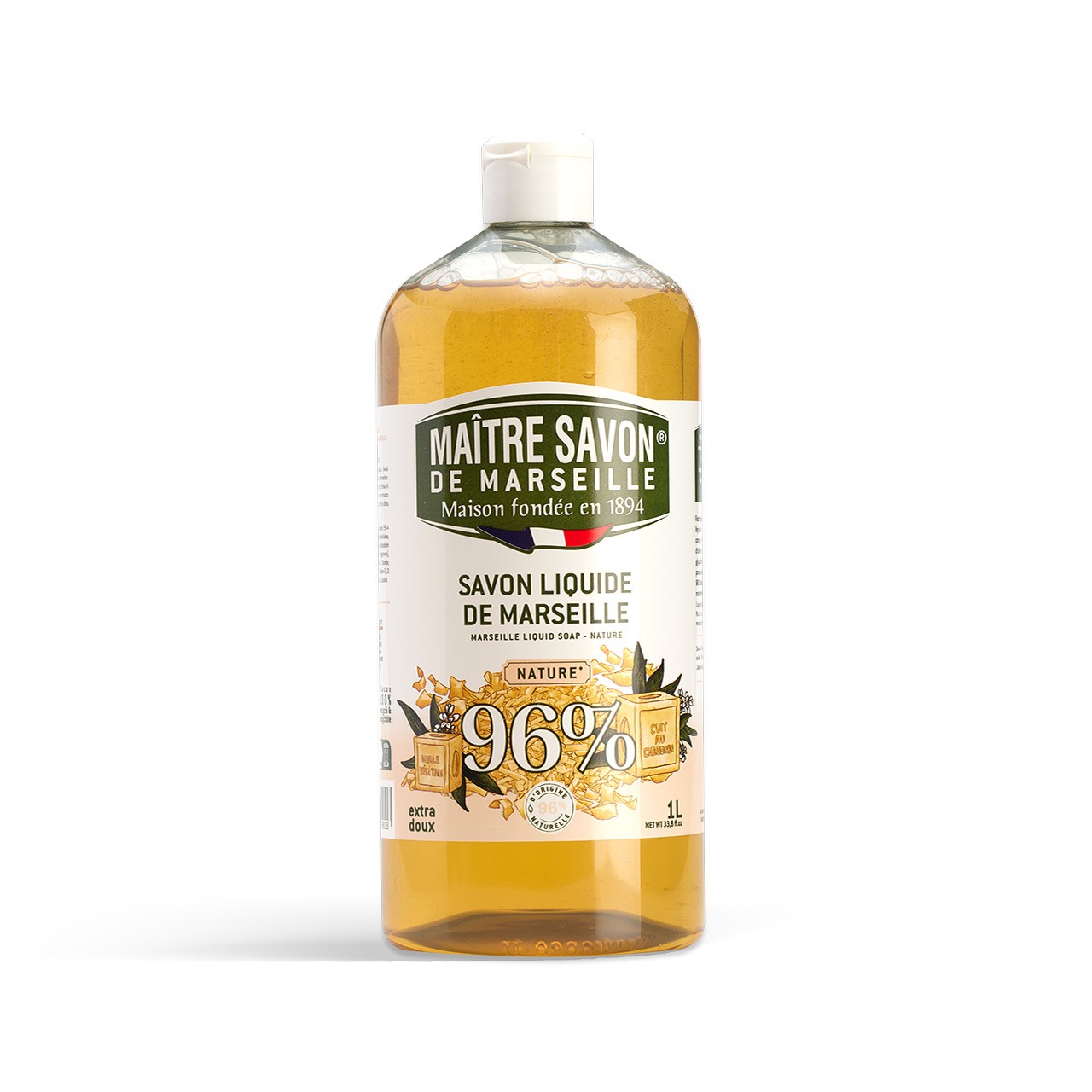 Mydło Marsylskie w płynie, NATURALNE, extra doux, 1l, Maitre Savon de Marseille
