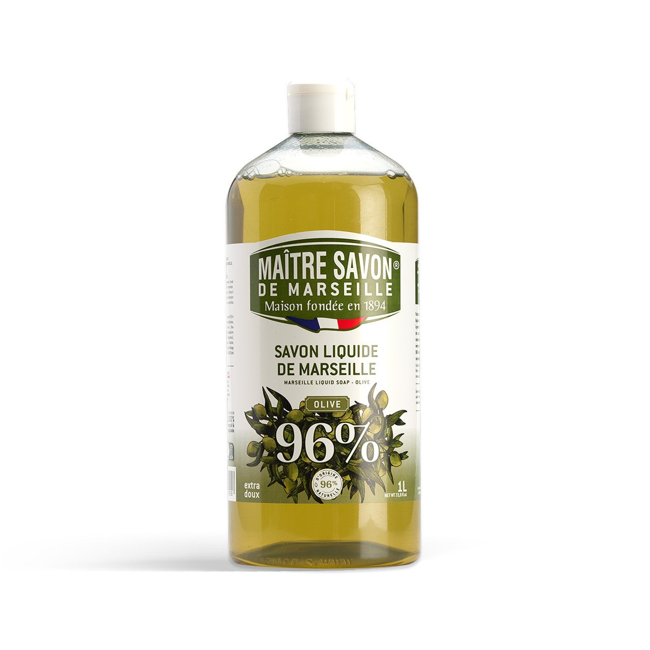Mydło Marsylskie w płynie, OLIWKA, extra doux, 1l, Maitre Savon de Marseille