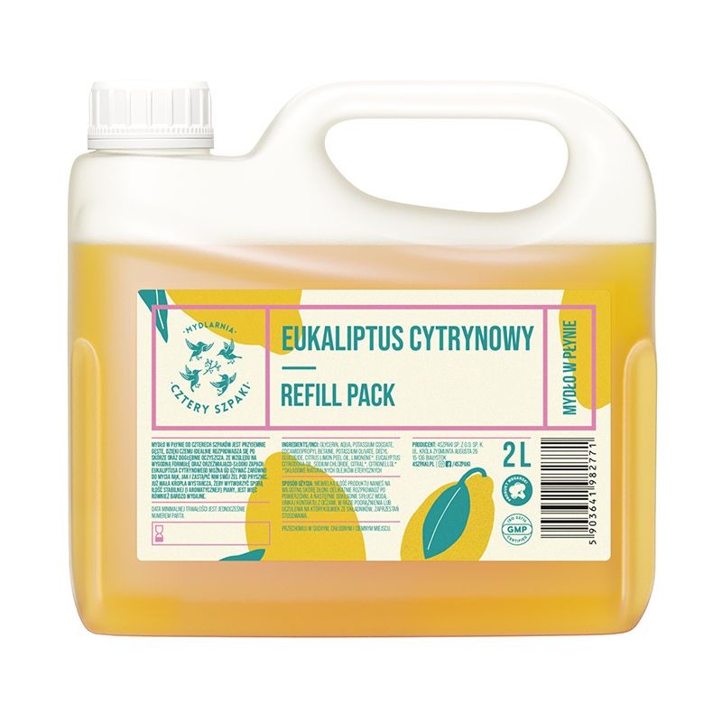 Mydło w płynie Eukaliptus Cytrynowy, uzupełnienie, 2l, Cztery Szpaki
