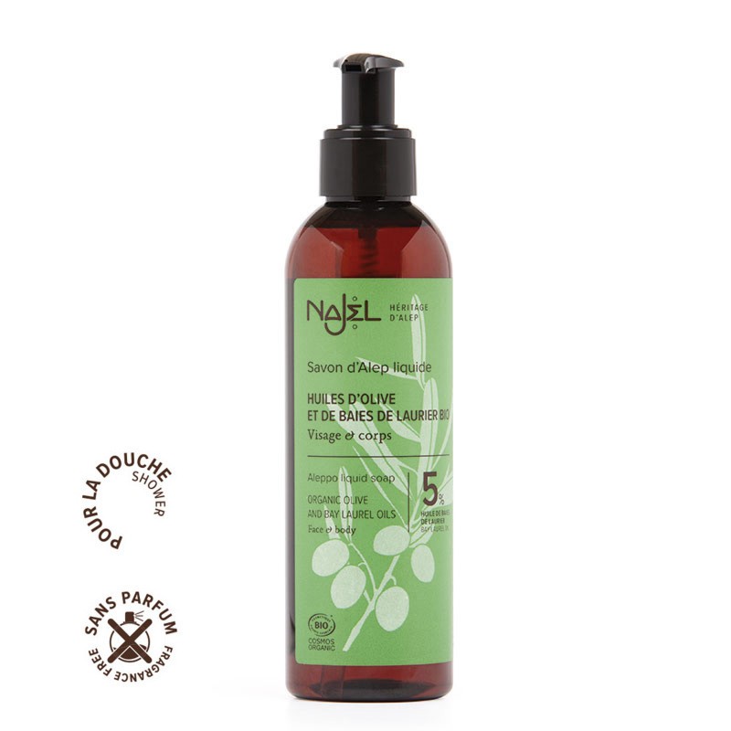 Mydło w płynie z Aleppo, certyfikowane Cosmos Organic, 200ml, Najel