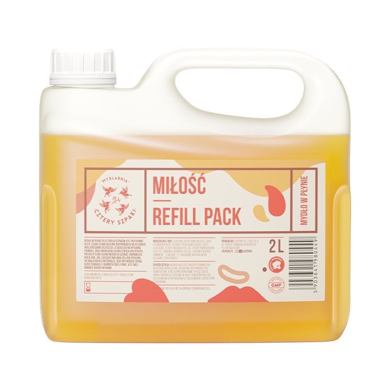 Naturalne mydło w płynie Miłość, uzupełnienie, 2l, Cztery Szpaki