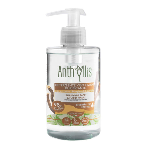 NOWY Bio Żel do mycia twarzy i rąk, z organicznym ekstraktem z lukrecji, Certyfikowany, 300 ml, Anthyllis, Pierpaoli