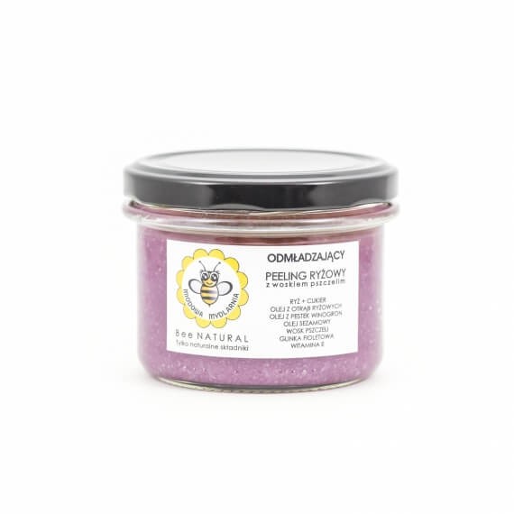 Peeling do ciała z woskiem pszczelim, Odmładzający, Ryżowy, 200 g, Miodowa Mydlarnia