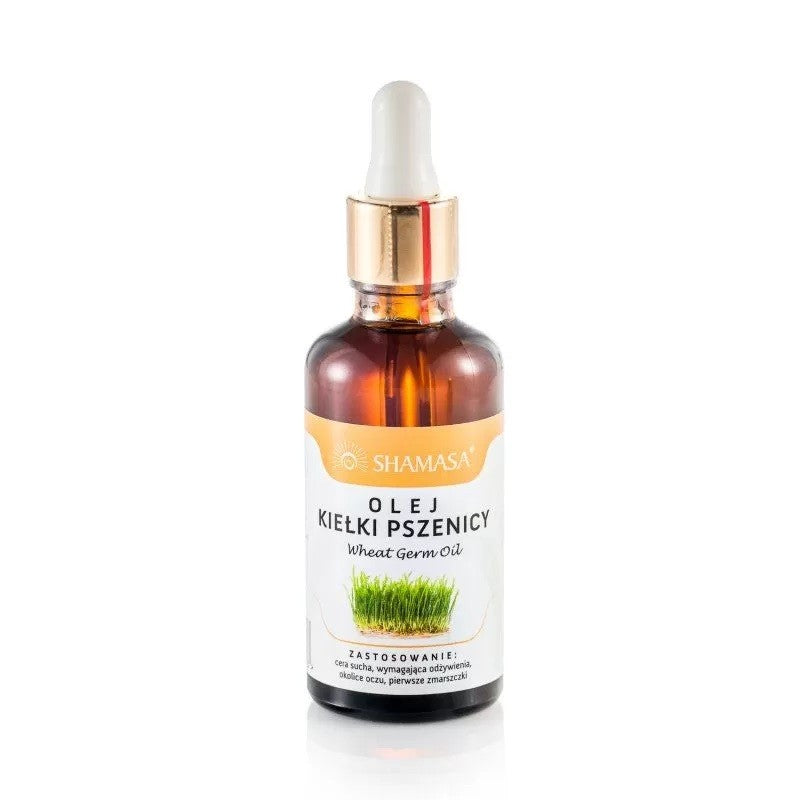 Olej z kiełków pszenicy, naturalny, tłoczony na zimno, nierafinowany, 50ml, Shamasa