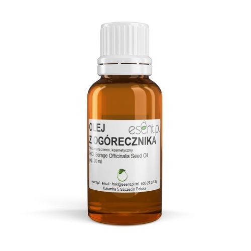Olej z Ogórecznika (Borago Oil), organiczny, na trądzik, zmarszczki, 20 ml, Esent