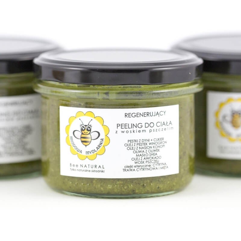 Peeling do ciała z woskiem pszczelim, regenerujący, 200 g, Miodowa Mydlarnia