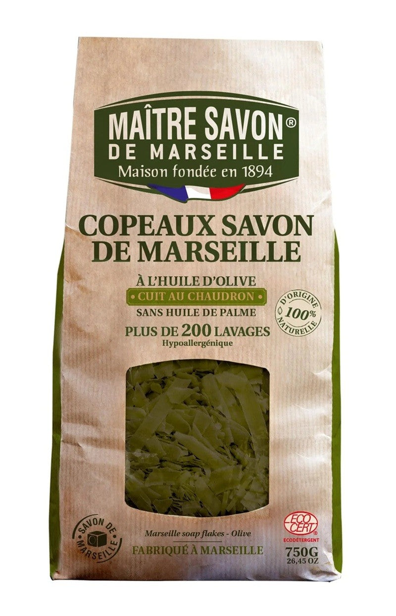 Płatki mydlane z mydła marsylskiego, OLIWKA, ECOCERT, 750 g, Maitre Savon de Marseille