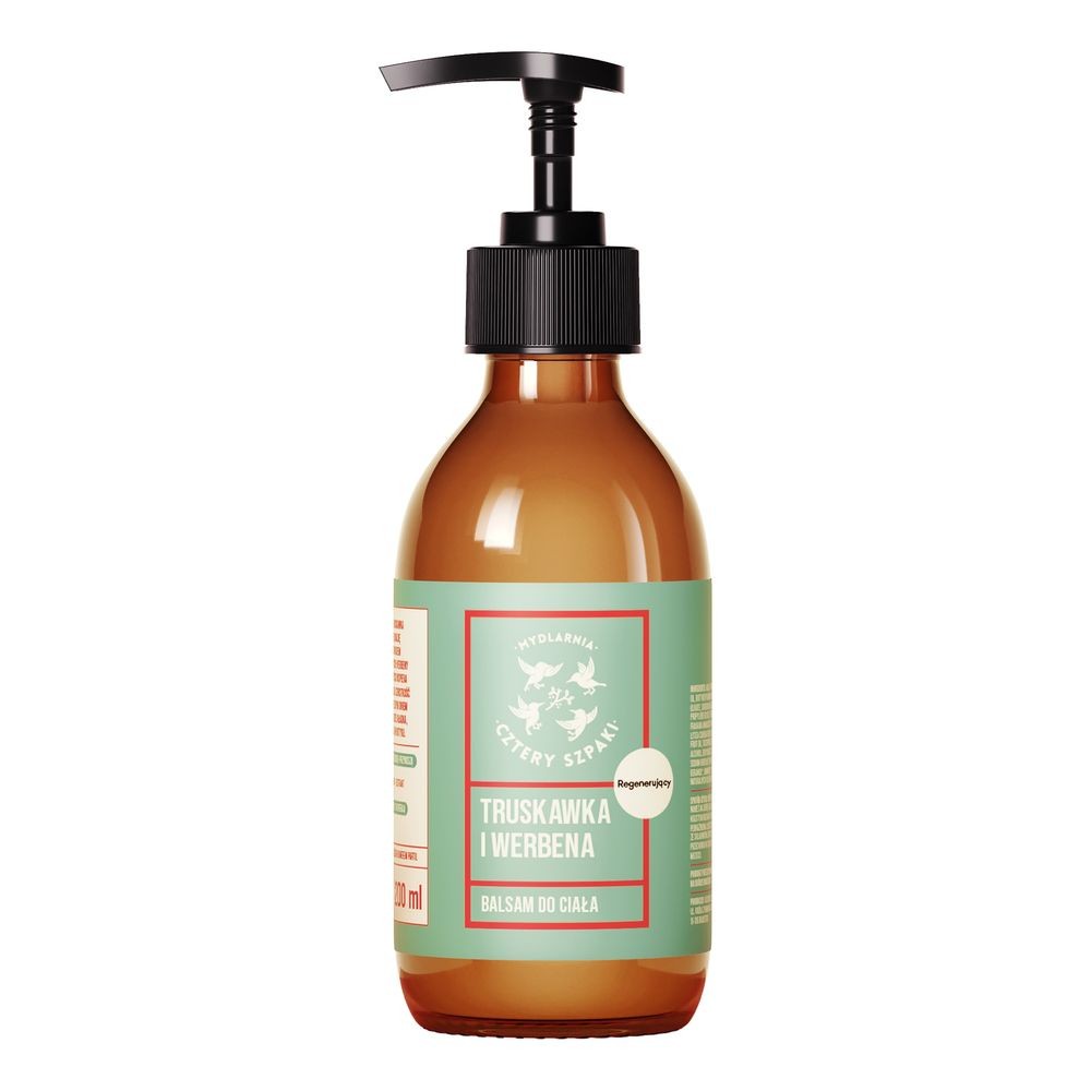 Regenerujący balsam do ciała, Truskawka i Werbena, 200ml, Cztery Szpaki