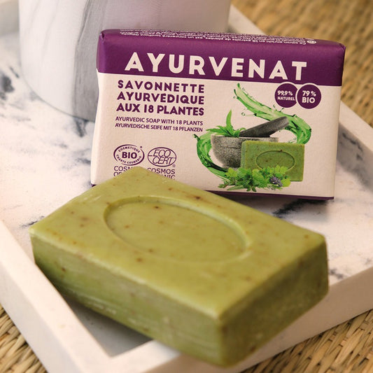 Ajurwedyjskie mydło w kostce z 18 aktywnymi roślinami, ECOCERT, 100 g, Ayurvenat, Le Secret Naturel