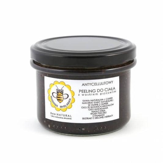 Peeling do ciała z woskiem pszczelim, Antycellulitowy, Kawa, 200 g, Miodowa Mydlarnia