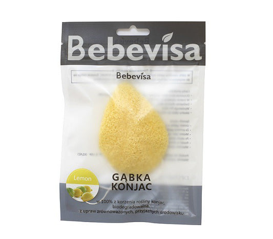 Gąbka Konjac do twarzy, Kropla, Cytryna, aż 8,5 x 7 cm, Bebevisa