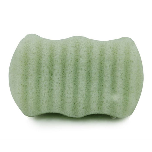 Gąbka Konjac do twarzy i ciała, Fala, Zielona Herbata, aż 10 x 6 cm, Bebevisa