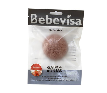 Gąbka Konjac do twarzy, z Likopenem, aż 6,3 - 8 cm średnicy, Bebevisa