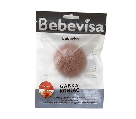 Gąbka Konjac do twarzy, z Likopenem, aż 6,3 - 8 cm średnicy, Bebevisa