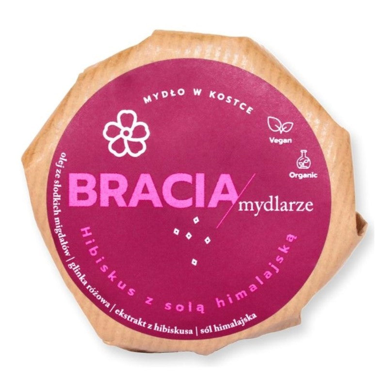 Hibiskus z solą himalajską, naturalne mydło peelingujące w kostce, 160g, Bracia Mydlarze