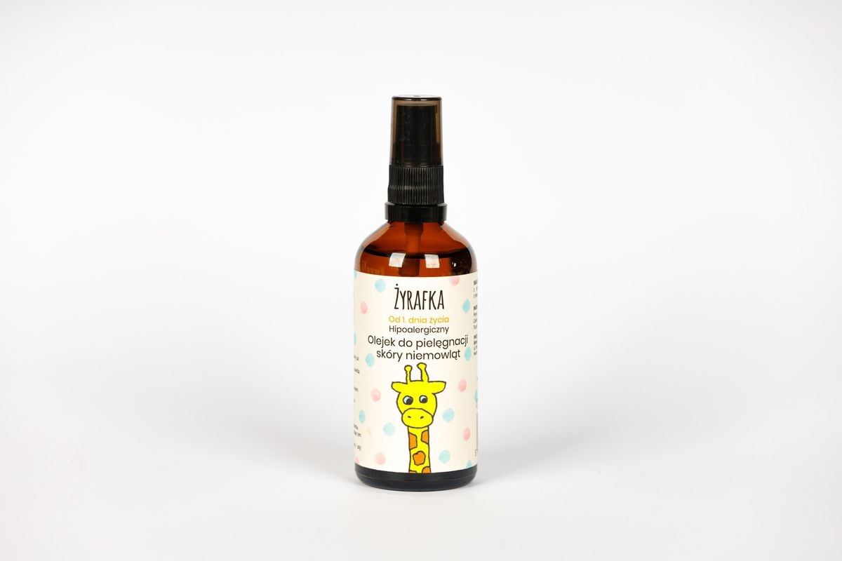 Hipoalergiczny olejek do pielęgnacji skóry niemowląt Żyrafka, 100ml, Słomiana Pracownia