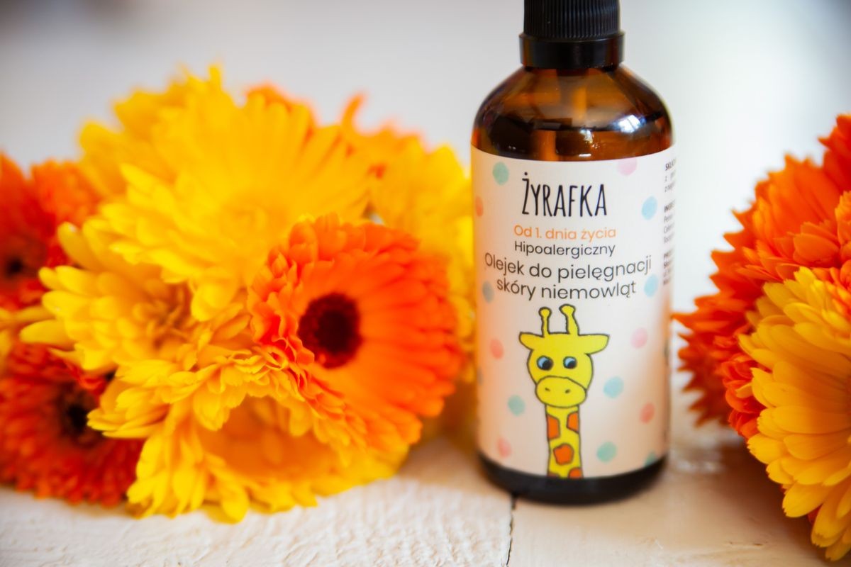 Hipoalergiczny olejek do pielęgnacji skóry niemowląt Żyrafka, 100ml, Słomiana Pracownia