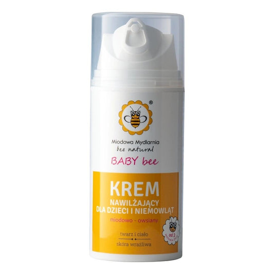 Krem nawilżający do twarzy i ciała dla dzieci i niemowląt, MIODOWO–OWSIANY, Baby Bee, 100ml, Miodowa Mydlarnia