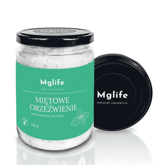 Magnezowa sól do kąpieli, Miętowe orzeźwienie, 540 g, Mglife