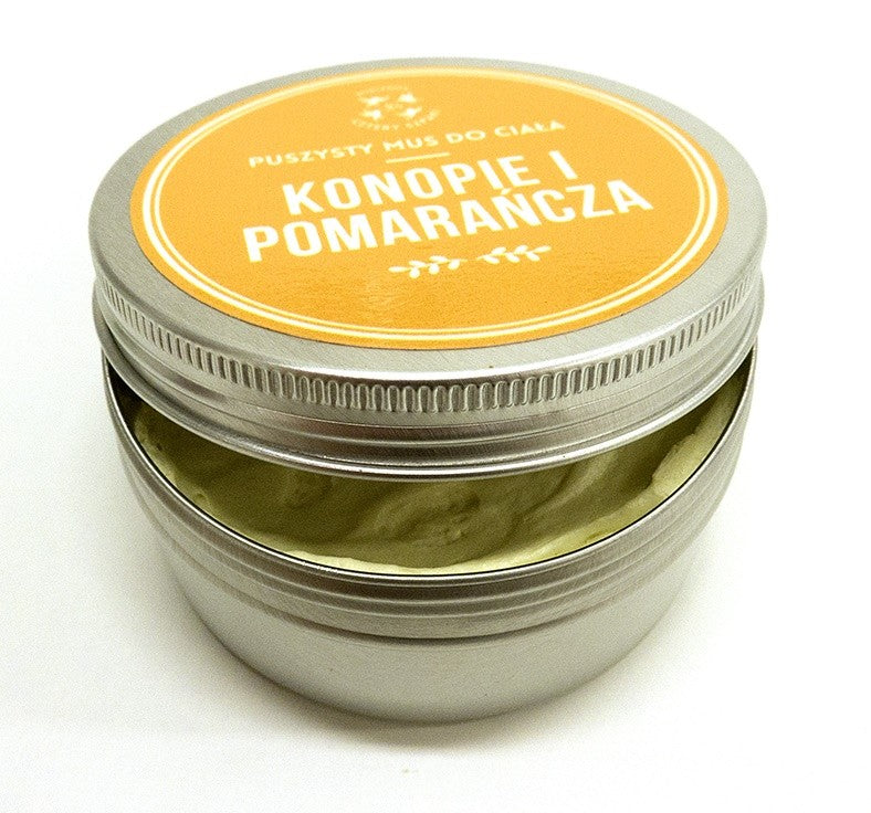 Mus do ciała, masło do ciała – Konopie i Pomarańcza, 150 ml, Cztery Szpaki