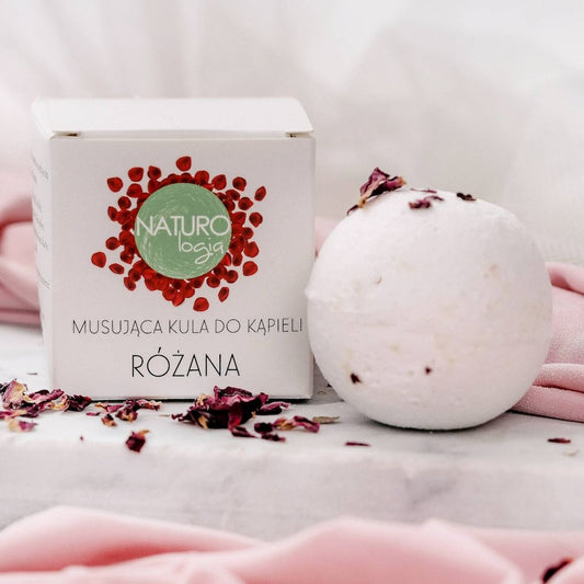Musująca kula do kąpieli, Różana, 75g, Naturologia