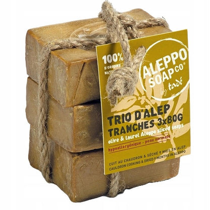 Mydło Aleppo oliwkowo-laurowe, 3% oleju laurowego, 3 kostki x 80g, Aleppo Soap Co. by Tadé
