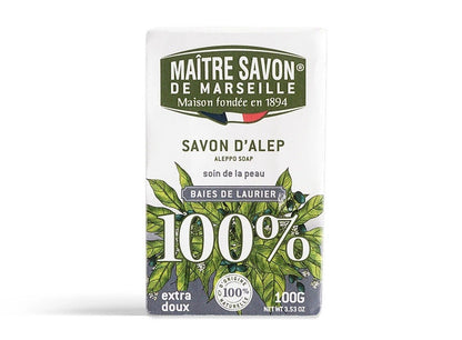 Mydło Aleppo, z oliwą z oliwek i olejem laurowym, 100 g, Maitre Savon de Marseille
