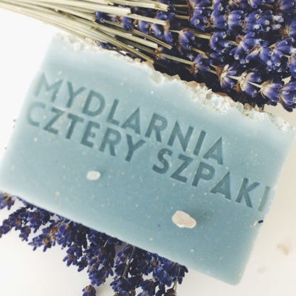 Mydło lawendowe, Słona Lawenda, z niebieską glinką francuską i solą himalajską, 110 g, Cztery Szpaki