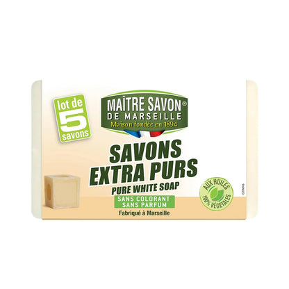Mydło marsylskie EXTRA PUR, certyfikowane ECOCERT, 5x100 g, Maitre Savon de Marseille
