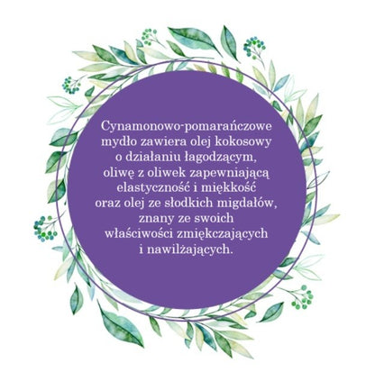 Mydło Marsylskie Prowansalskie CYNAMON I POMARAŃCZA, bez oleju palmowego, 72%, 100g, Le Chatelard 1802