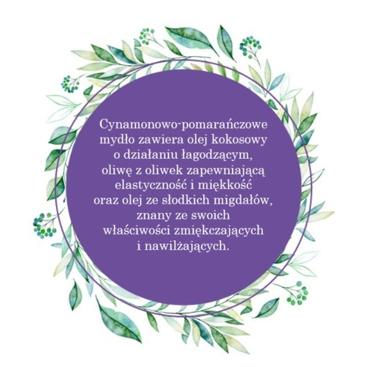Mydło Marsylskie Prowansalskie CYNAMON I POMARAŃCZA, bez oleju palmowego, 72%, 100g, Le Chatelard 1802