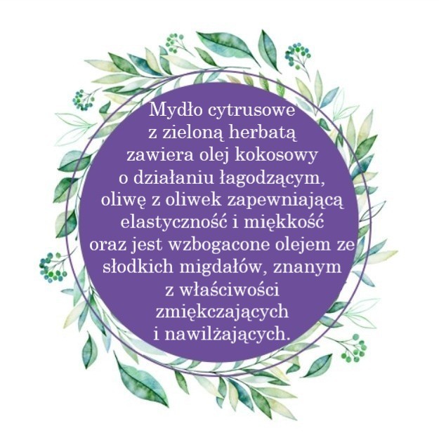 Mydło Marsylskie Prowansalskie CYTRUSY Z ZIELONĄ HERBATĄ, bez oleju palmowego, 72%, 100g, Le Chatelard 1802