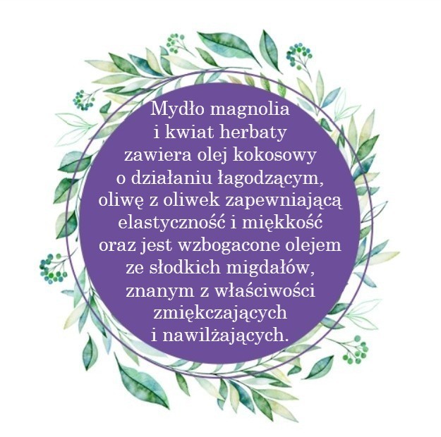 Mydło Marsylskie Prowansalskie MAGNOLIA I KWIAT HERBATY, bez oleju palmowego, 72%, 100g, Le Chatelard 1802