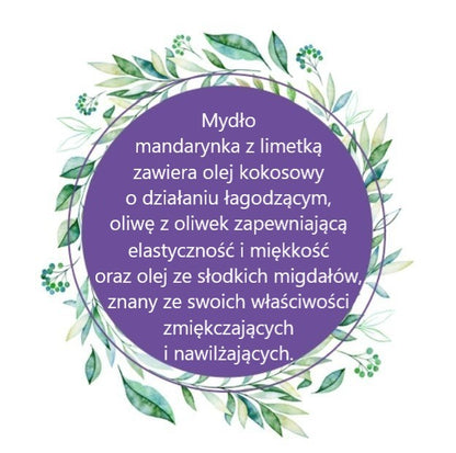 Mydło Marsylskie Prowansalskie MANDARYNKA Z LIMETKĄ, bez oleju palmowego, 72%, 100g, Le Chatelard 1802