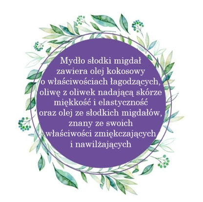 Mydło Marsylskie Prowansalskie SŁODKI MIGDAŁ, bez oleju palmowego, 72%, 100g, Le Chatelard 1802