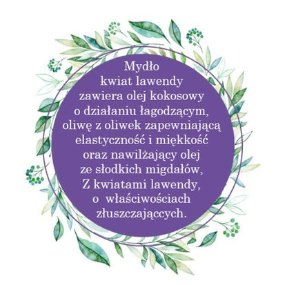 Mydło Marsylskie Prowansalskie Z KWIATAMI LAWENDY, bez oleju palmowego, 72%, 100g, Le Chatelard 1802