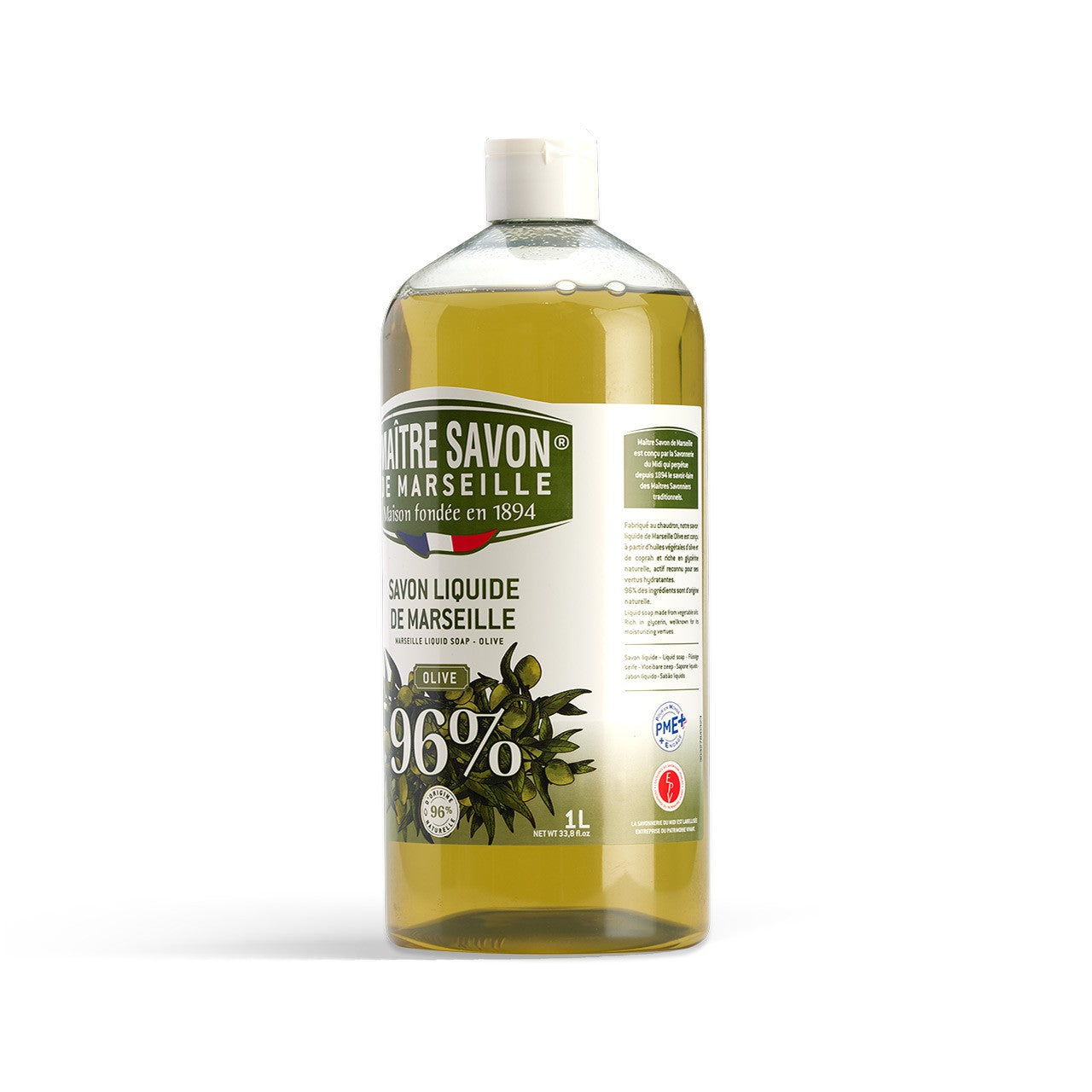 Mydło Marsylskie w płynie, OLIWKA, extra doux, 1l, Maitre Savon de Marseille