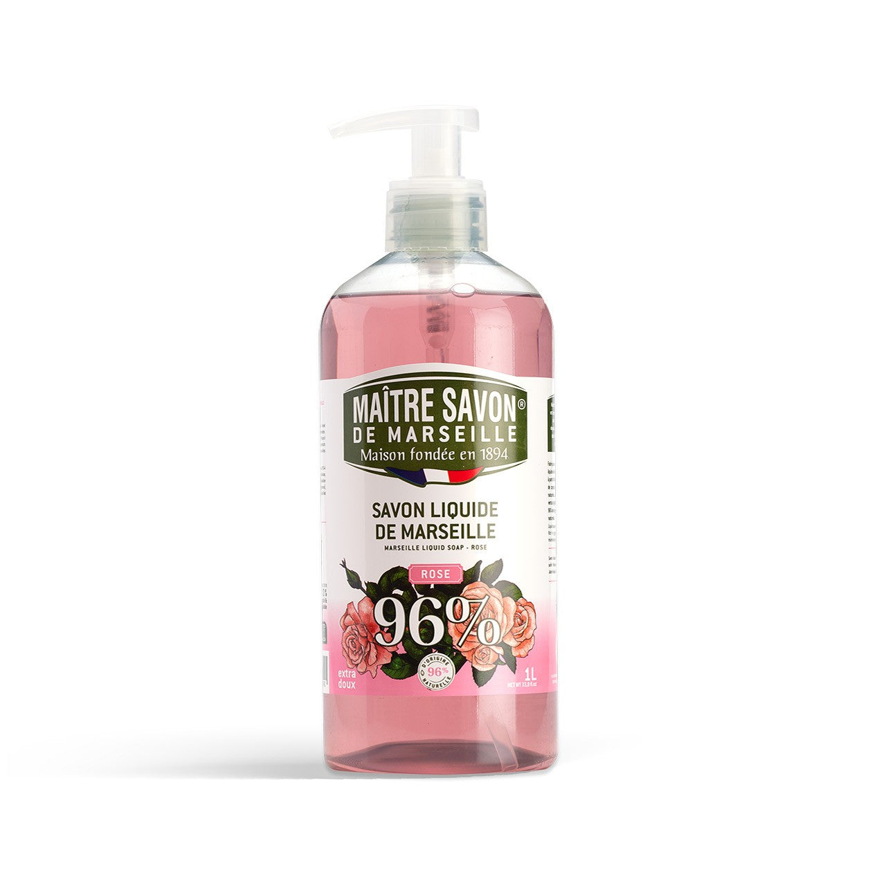 Mydło Marsylskie w płynie, RÓŻA, extra doux, 1l, Maitre Savon de Marseille
