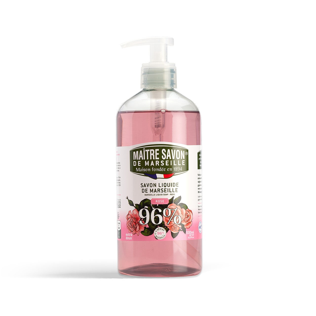 Mydło Marsylskie w płynie, RÓŻA, extra doux, 500 ml, Maitre Savon de Marseille